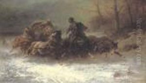 Hunted By Wolves by Adolf Schreyer