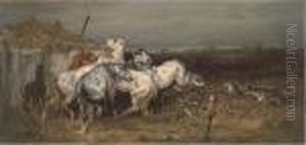 Horses Startled By Wolves - view 1