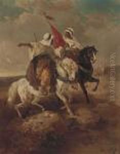 Arab Warriors In A Desert by Adolf Schreyer