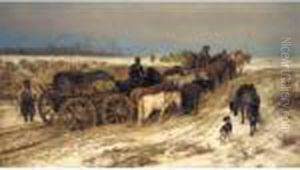 Wallachian Convoy In The Snow by Adolf Schreyer