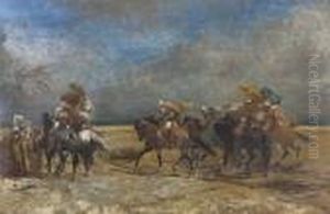 Reitende Beduinen. by Adolf Schreyer