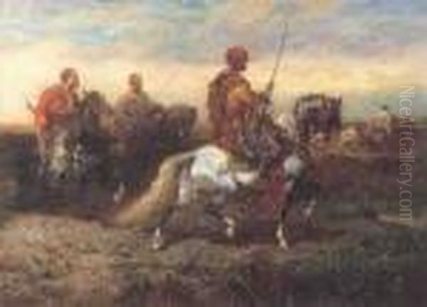 Araber Zu Pferde In Weiter Landschaft - view 1