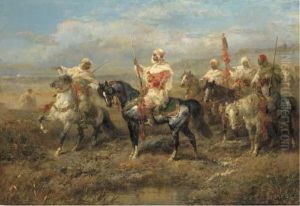 Arab Warriors On Horseback by Adolf Schreyer