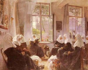 The Lacemakers Of Ghent At Prayer by Max Silbert