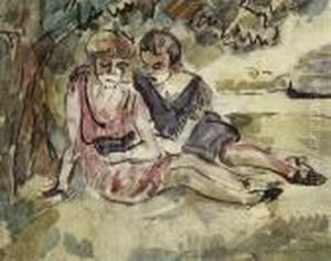 Bei Der Lekture by Johann Robert Schuerch