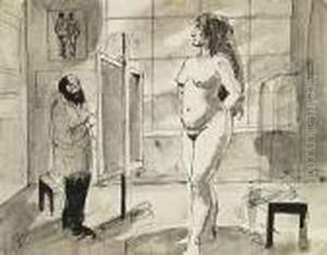 Maler Und Modell Imatelier by Johann Robert Schuerch