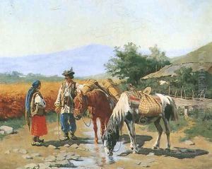 Meeting by the Stream by Wladyslaw Szerner