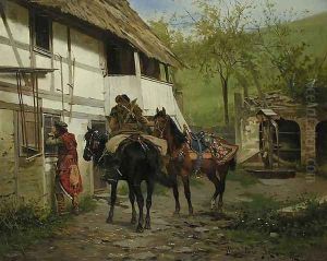 Riders Before a Cottage by Wladyslaw Szerner