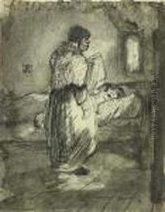 Puffmutter Mit Einer Kranken Dirne by Johann Robert Schuerch