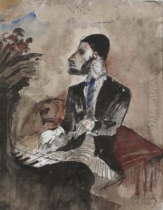 Pianist Am Klavier. by Johann Robert Schuerch