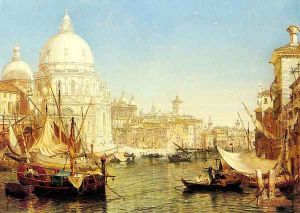 A Venetian Canal Scene with the Santa Maria della Salute by Henry Courtney Selous