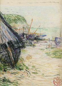 Vue Presumee De La Plage A Etretat by Claude Emile Schuffenecker