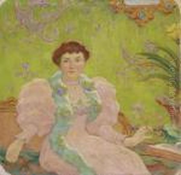 Jeune Femme A La Robe Rose - view 1