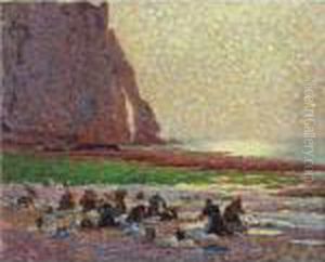 Les Lavandieres Au Bord De La Mer A Etretat by Claude Emile Schuffenecker