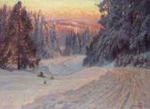 Midwinter Evening By A Forest Road, Dalarne by Anshelm Schultzberg