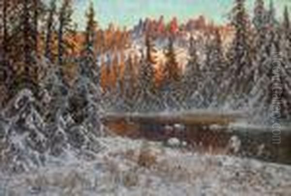 Decemberafton Vid En Skogstjarn, Dalarne - view 1
