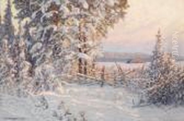 Vinterafton Vid Sjon Runn, Dalarne - view 1