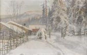 Vinterlandskap Med Gard - Filipstads Bergslag by Anshelm Schultzberg