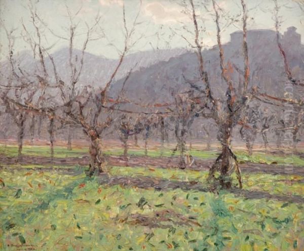 'vinrankor Och Mullbarstrad', 
Motiv Fran Abano, Italien. Signerad Och Daterad 1928. Duk, 53x64 - view 1