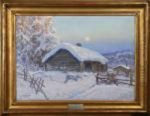 Vinterskymning Vid En Fabod by Anshelm Schultzberg