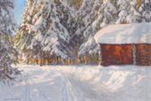 Vintervag I Sol - Motiv Fran Safsen by Anshelm Schultzberg