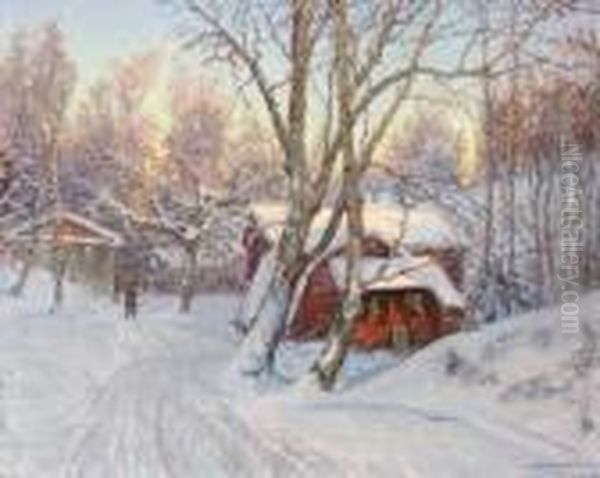 Vinterlandskap Med Figur - view 1