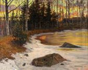 Varvinterlandskap I Aftonrodnad by Anshelm Schultzberg