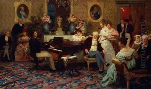 Chopin Playing the Piano in Prince Radziwills Salon, 1887 by Henryk Siemieradzki