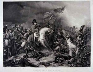 Napoleon 1769-1821 at the Battle of Waterloo, 1815 by Charles Auguste Steuben