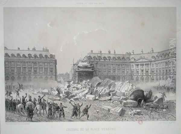 The Fall of the Vendome Column during the Commune - view 1