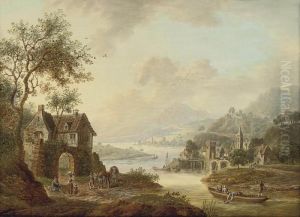 An Extensive Rhenish River Landscape by Christian Georg Schuttz II