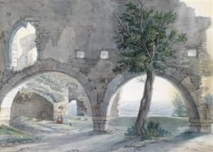 A View Of A Rhine Landscape by Christian Georg Schuttz II