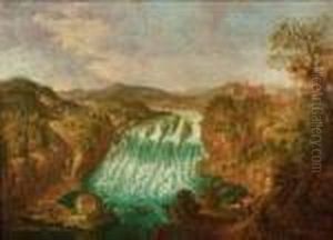 Ansicht Des Rheinfalls Bei Schaffhausen Mit Schloss Laufen