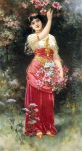 An Oriental flower Girl by Eisman Semenowsky