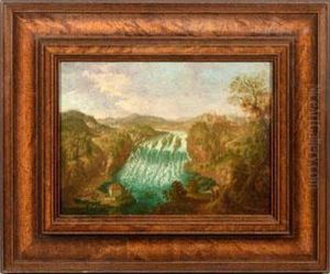 Ansicht Des Rheinfalls Bei Schaffhausen Mit Schloss Laufen by Christian Georg Schuttz II