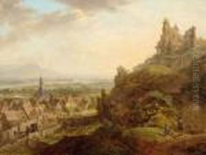View Of Oppenheim Along The Rhine Seen From Pilgersberg.