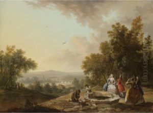 An Extensive Landscape With Figures Near A Well An Extensive Landscape With Figures Near A Well