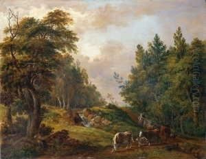 Bewaldete Landschaft Mit Einer
 Viehherde.

 Signiert Und Datiert Unten Rechts: Schuz. Fec.