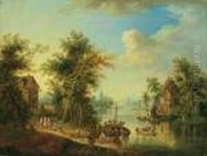 Zwei Flusslandschaften. Ol Auf Leinwand, Auf Holz Aufgezogen. H Je 32; B Je 42 Cm. by Christian Georg Schuttz II