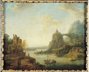 Vue De La Vallee Du Rhin Animee De Pecheurs Et De Paysans