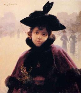 An Elegant Lady With A Paris Street Beyond