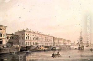View of Palace Embankment, engraved by Karl Petrovich Beggrov 1799-1875, 1826 by Sabat, K. and Shiflard, S.