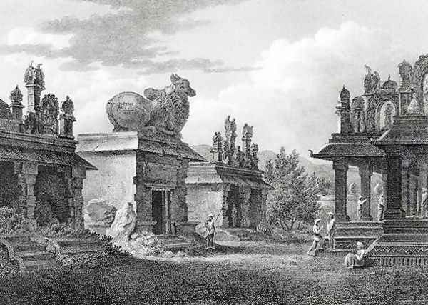 Pagodas at Calicut, engraved by W. Angus - view 1