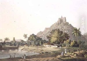 Pagodas at Trinchicunum, plate XI, engraved by Daniel Havell 1785-1826 1809