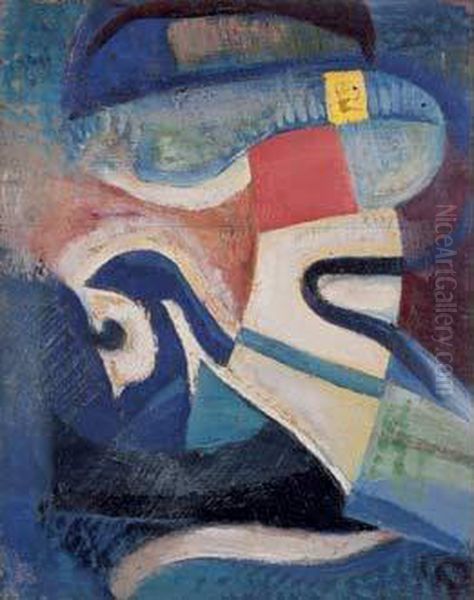 " Abstraktes Gemalde Blau, Weiss, Geld ", 1942-1947 - view 1