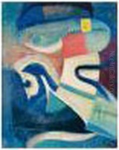Ohne Titel, Abstraktes Gemalde 
Blau, Weiss, Gelb (untitled, Abstract Composition, Blue, White, Yellow) by Kurt Schwitters