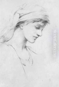 Study of a young girl in profile to the right by John Melhuish Strudwick