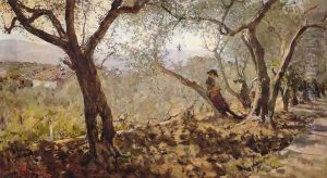 Fra gli ulivi a Settignano by Telemaco Signorini