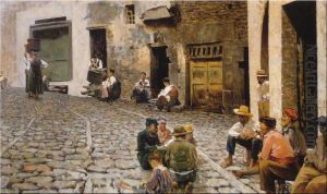 Chiacchiere a Riomaggiore by Telemaco Signorini