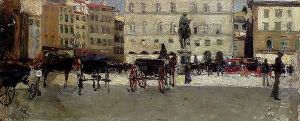 Una Piazza by Telemaco Signorini